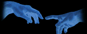 Two hands reaching toward each other
